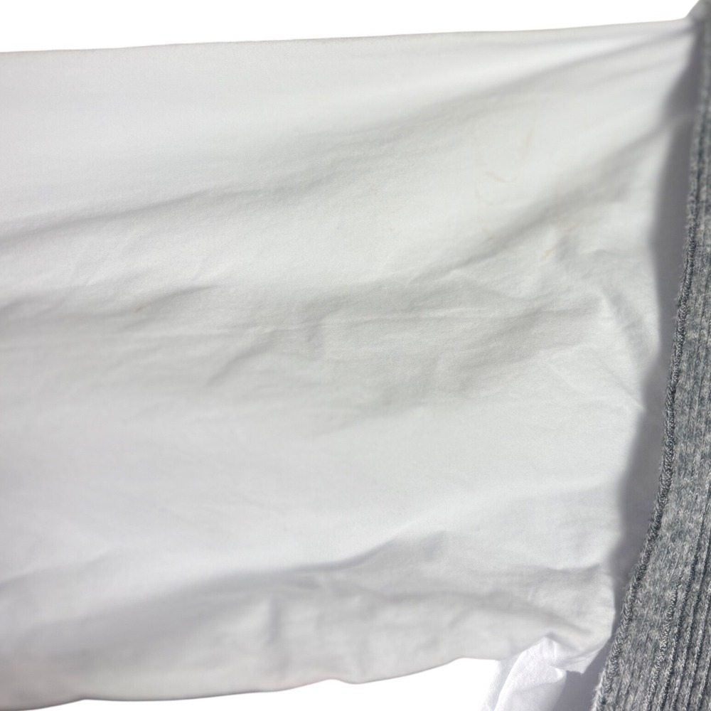 Maeve Anthropologie Twofer Ribbed Sweater Poplin Shirt Layered Top Grey White M - Picture 9 of 9